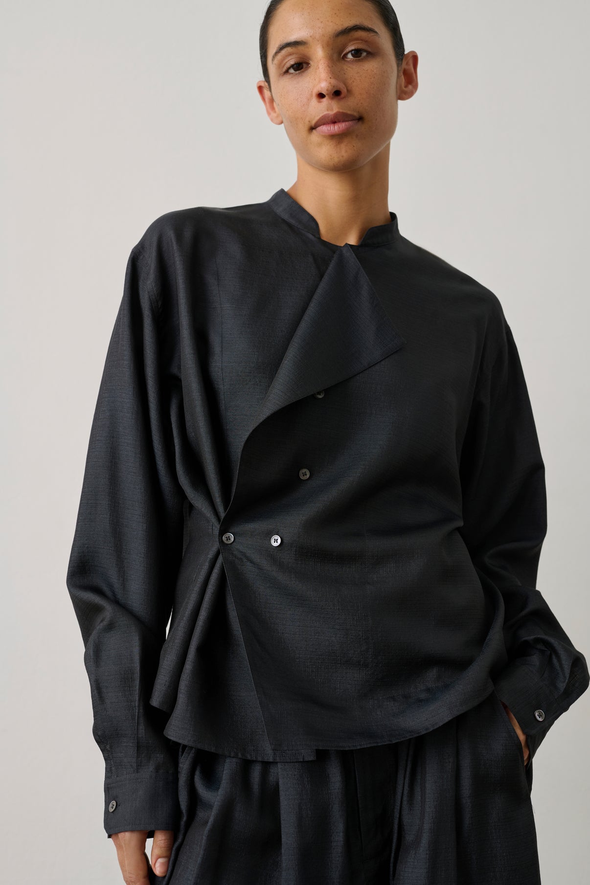 Blouse Hampton - Noir - Soie - Femme vue 2